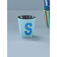 Rice Medium Melamine Cup - Alphabet - Stripe - Bluish - Letter S