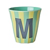Rice Medium Melamine Cup - Alphabet - Stripe - Bluish - Letter M