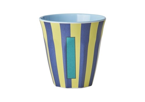 Rice by Rice Rice Medium Melamine Cup - Alphabet - Stripe - Bluish - Letter I