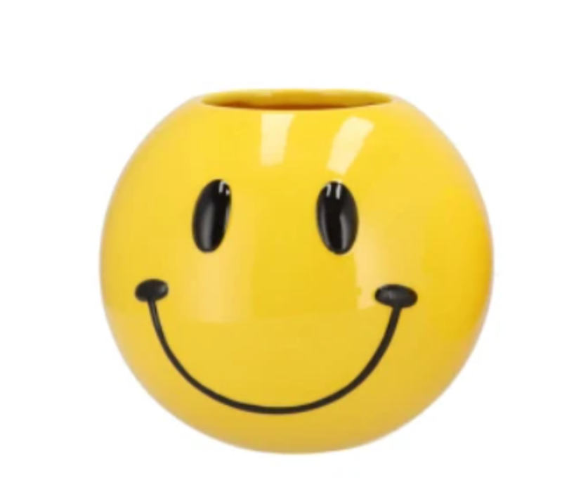 Vaas - Smiley - Klein - 11cm - Geel/Zwart