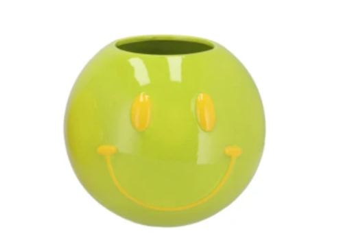 Holy Cow! Vaas - Smiley - Klein - 11cm - Groen/Geel