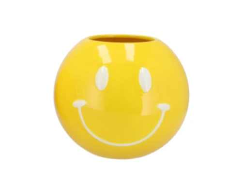 Holy Cow! Vaas - Smiley - Klein - 11cm - Geel/Wit