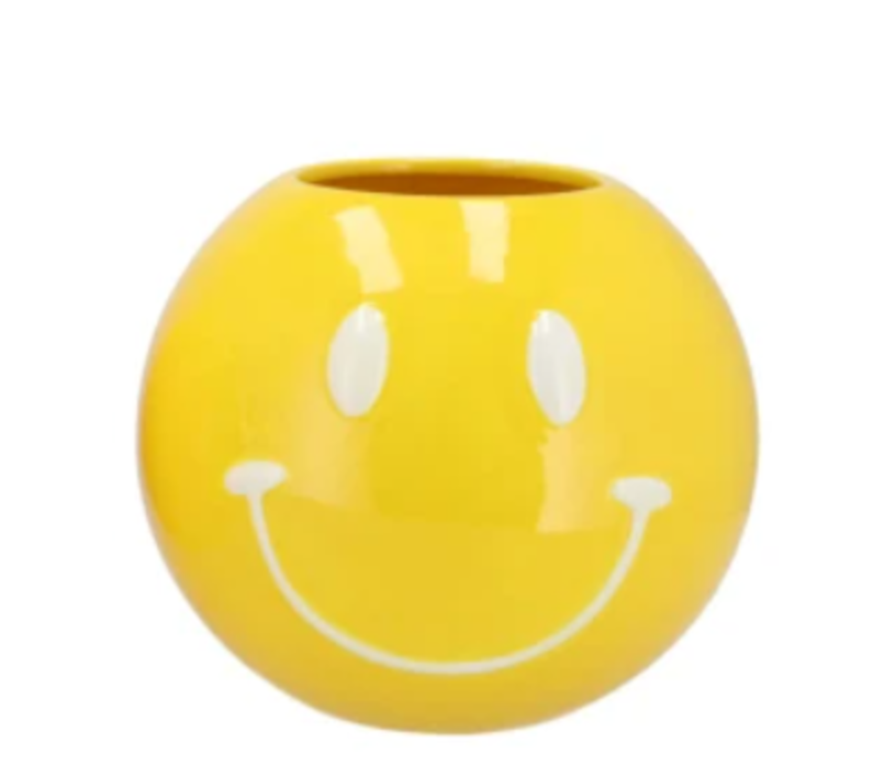 Vaas - Smiley - Klein - 11cm - Geel/Wit