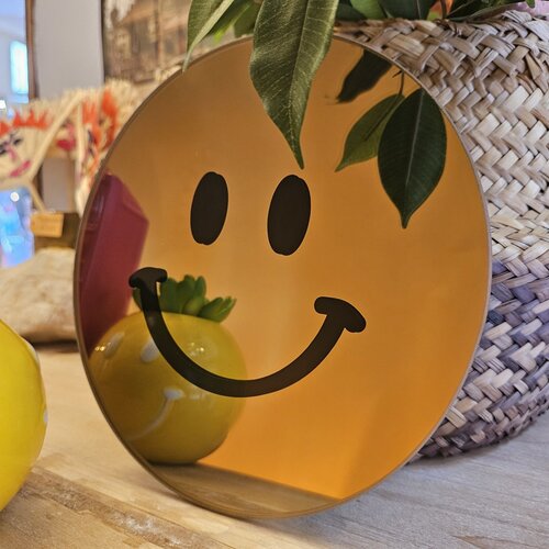 Spiegel smiley klein - Zwart 