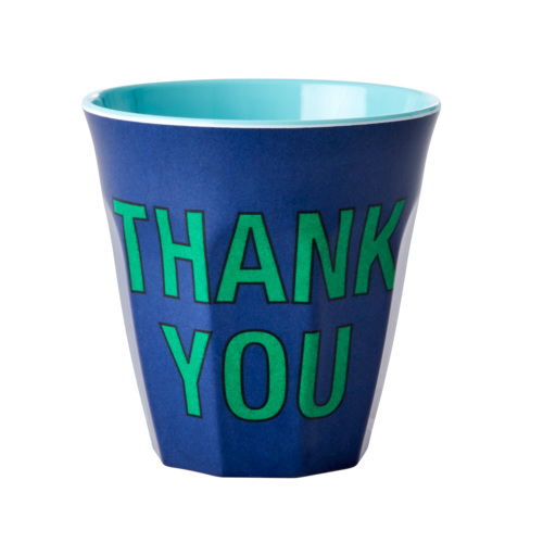 Rice Medium Cup - Dark Blue - THANK YOU Print 