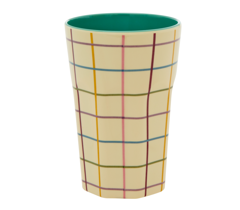 Rice Tall Cup - Cream - Check Print