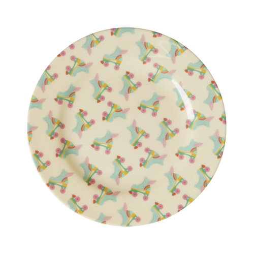Rice Round Side Plate - Multicolor - Roller Skate Print 