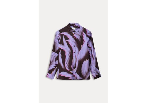 Pom Amsterdam SALE!! Pom Amsterdam BLOUSE - Mila Satin Feathers Brown