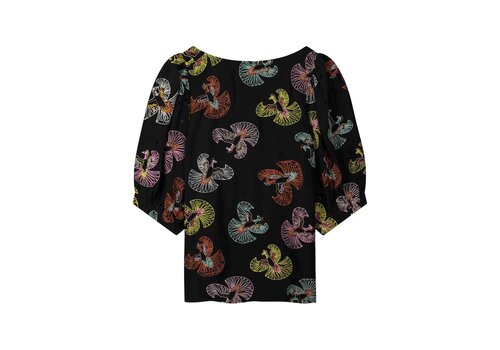 Pom Amsterdam Pom Amsterdam TOP - Embroidery Sky Black Black