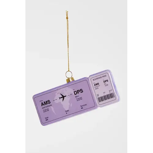 Yup in de Boom - Kerstbal - Boardingpass Amsterdam - Bali 