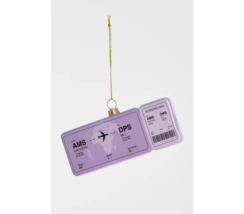 Yup in de Boom - Kerstbal - Boardingpass Amsterdam - Bali