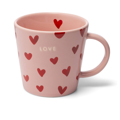 Vondels Ceramic tea cup hearts LOVE pink 350ml 