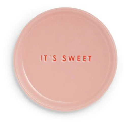 Vondels Ceramic petit four plate IT'S SWEET pink ø8.5cm  Vondels Ceramic petit four plate IT'S SWEET pink ø8.5cm
