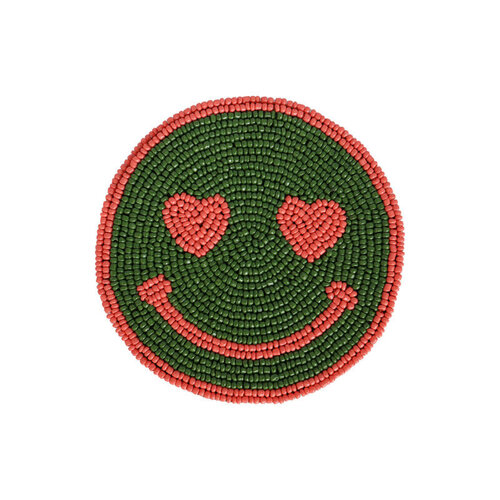 All the Luck in the World - Onderzetter Groene Smiley Roze Ogen 