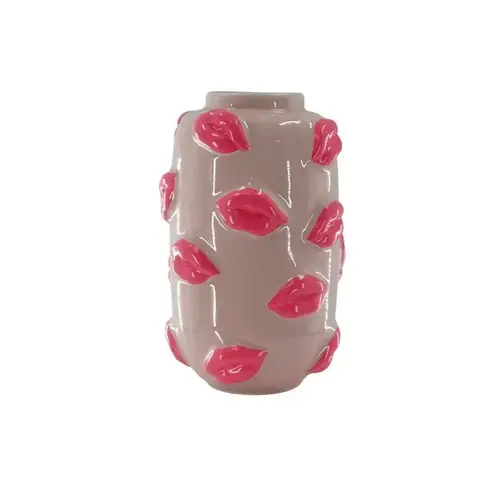 House Vitamin - Vaas - Kusjes - Keramiek - Roze - 17x17x27cm 