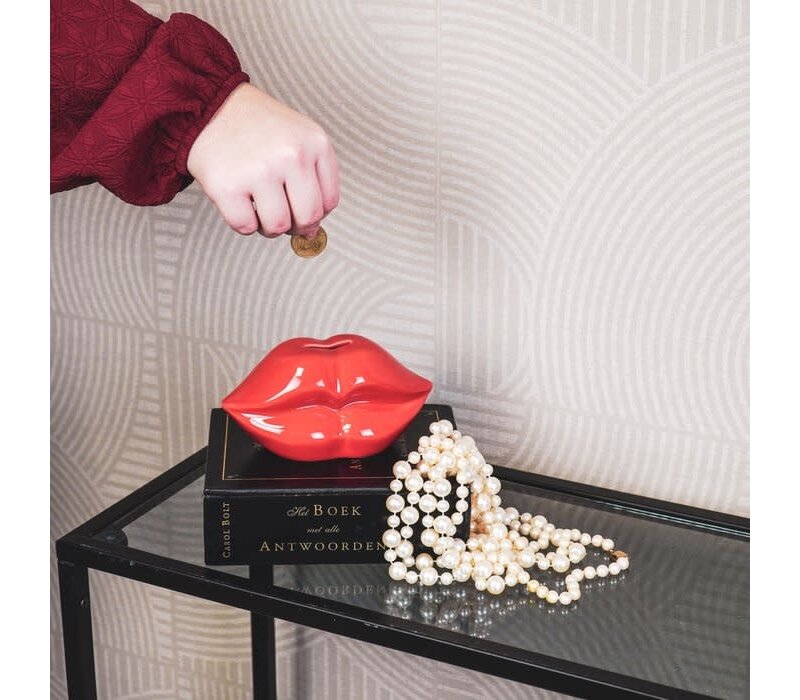 House Vitamin - Ornament - Spaarpot - Lip - Keramiek - Rood -15x8x8cm