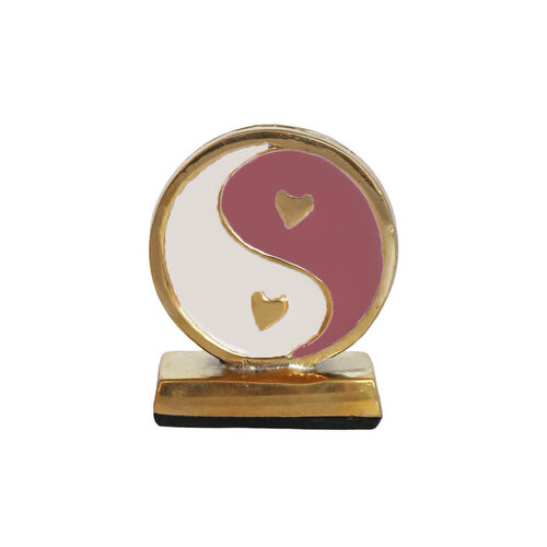 All the Luck in the World - Kaarthouder Brass Yinyang Pink White  All the Luck in the World - Kaarthouder Brass Yinyang Pink White