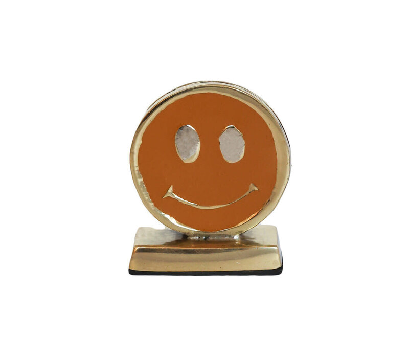 All the Luck in the World - Kaarthouder Brass Smiley Orange