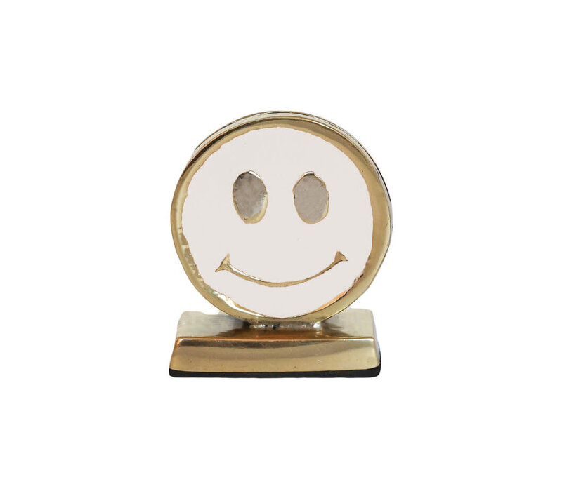All the Luck in the World - Kaarthouder Brass Smiley White