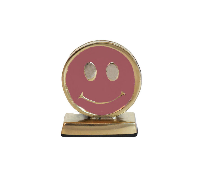 All the Luck in the World - Kaarthouder Brass Smiley Pink