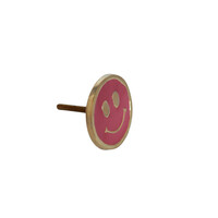 All the Luck in the World - Deurknop Messing Smiley Roze