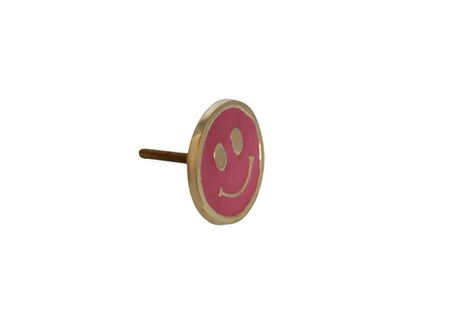 All the Luck in the World All the Luck in the World - Deurknop Messing Smiley Roze