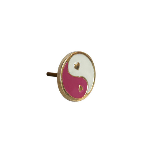 All the Luck in the World - Deurknop Messing YinYang Roze Wit 