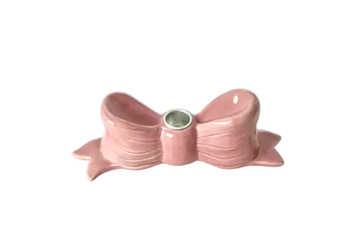 Rice by Rice Rice ceramic candle holder in bow shape pink large