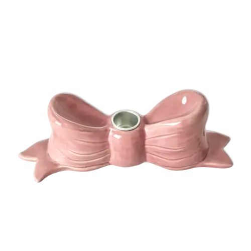 Rice ceramic candle holder in bow shape pink large 