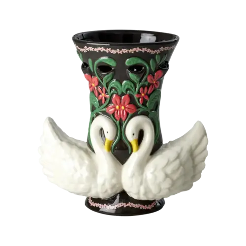 Rice Ceramic vase with Swans 
