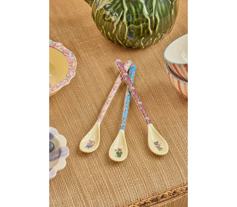 Rice Melamine Latte spoon Nathalie Lete Prints - Purple, Raccoon