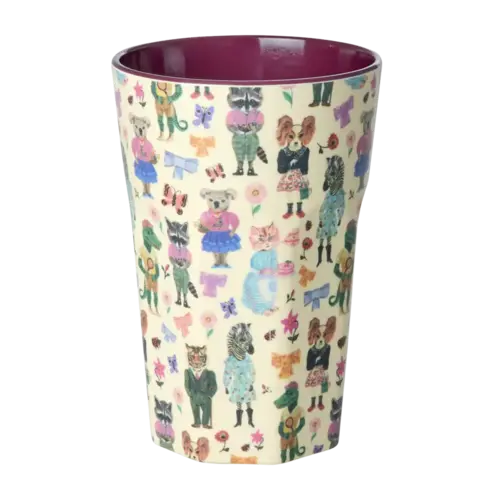 Rice Melamine Cup With Natalie Lete Print Tall - Bordeaux  Rice Melamine Cup With Natalie Lete Print Tall - Bordeaux