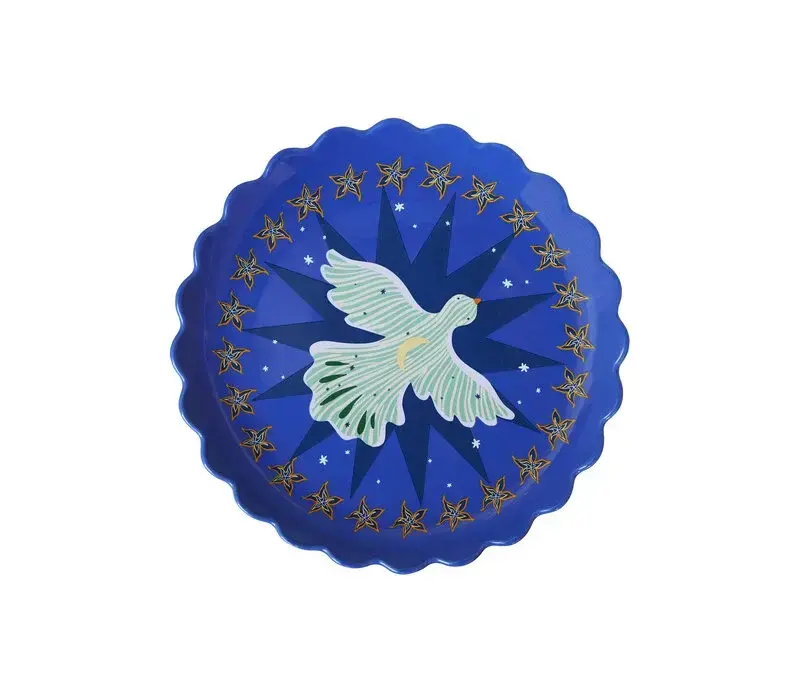 All the Luck in the World - Bord Blauw met Maan en Vogel