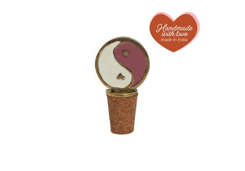 All the Luck in the World All the Luck in the World - Flessenstopper Messing Yinyang Wit Roze
