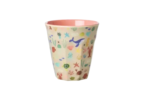 Rice by Rice Rice Medium Melamine Cup - Coral Ocean Print Rice by Rice Rice Medium Melamine Cup - Coral Ocean Print