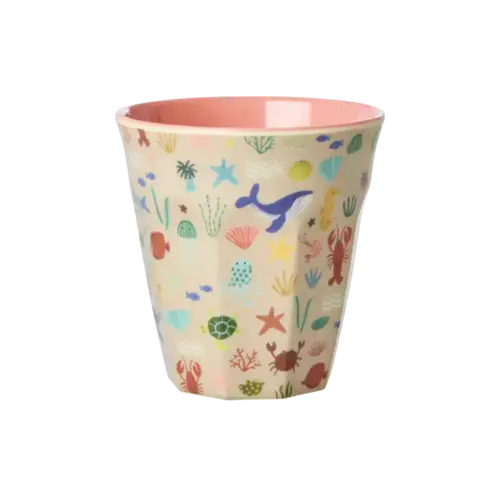 Rice Medium Melamine Cup - Coral Ocean Print  Rice Medium Melamine Cup - Coral Ocean Print