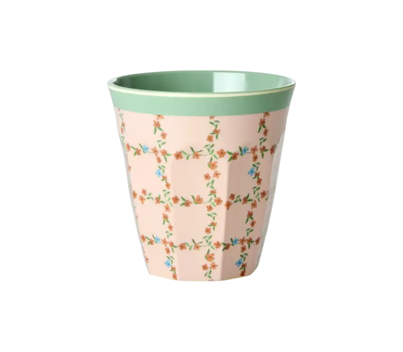 Rice Medium Melamine Cup - Zacht roze - Checkered Stencil Print