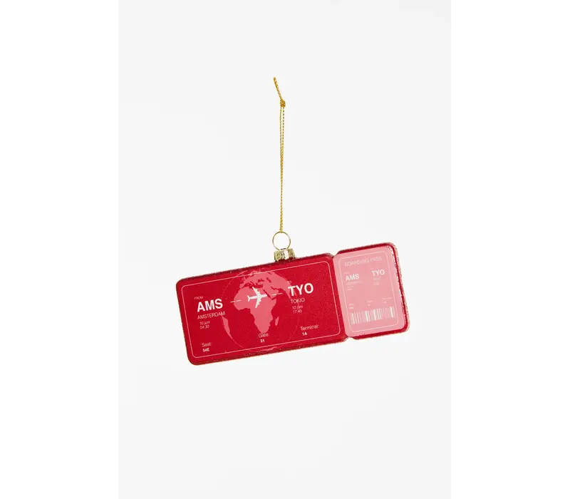 Yup in de Boom - Kerstbal - Boardingpass Amsterdam - Tokio