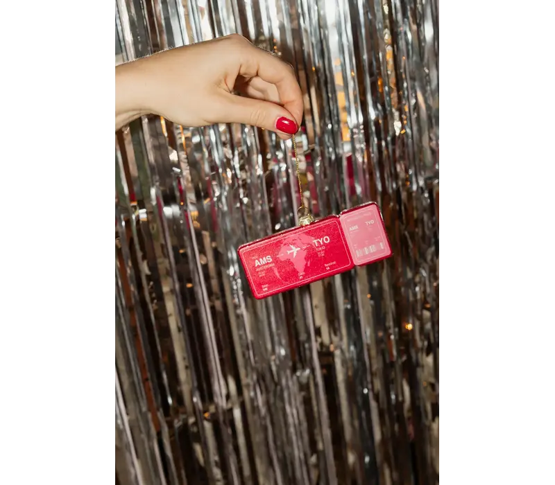 Yup in de Boom - Kerstbal - Boardingpass Amsterdam - Tokio