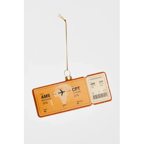 Yup in de Boom - Kerstbal - Boardingpass Amsterdam - Kaapstad 
