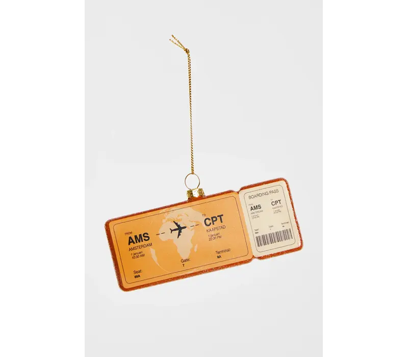 Yup in de Boom - Kerstbal - Boardingpass Amsterdam - Kaapstad