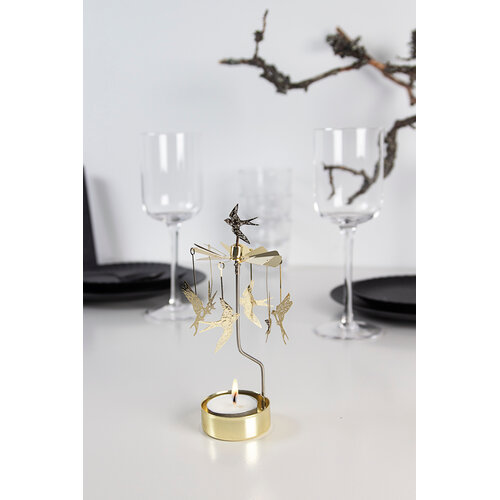 Pluto Rotary candle holder -  Swallow Gold 