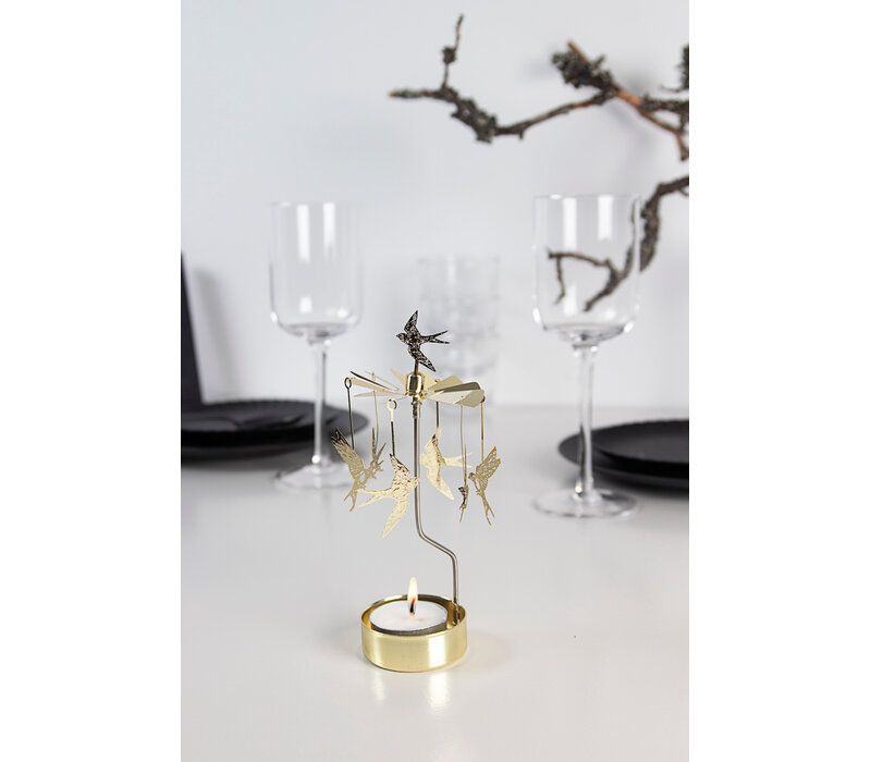 Pluto Rotary candle holder -  Swallow Gold