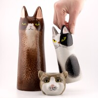 Kolony Aardewerk vaas kat zwart/wit