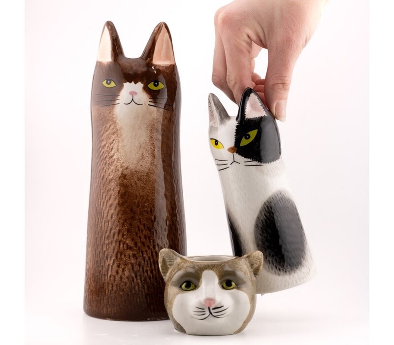 Kolony Aardewerk vaas kat zwart/wit