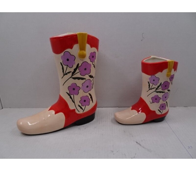 Kolony Aardewerk vaas cowboy boot flower S