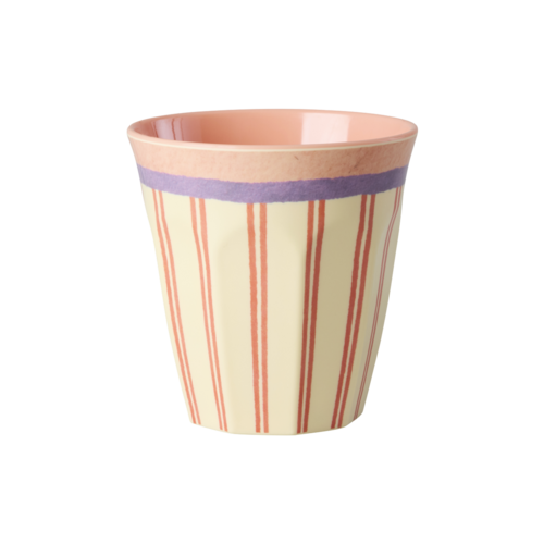 Rice Medium Melamine Cup - Crème - Stripey Love Print 