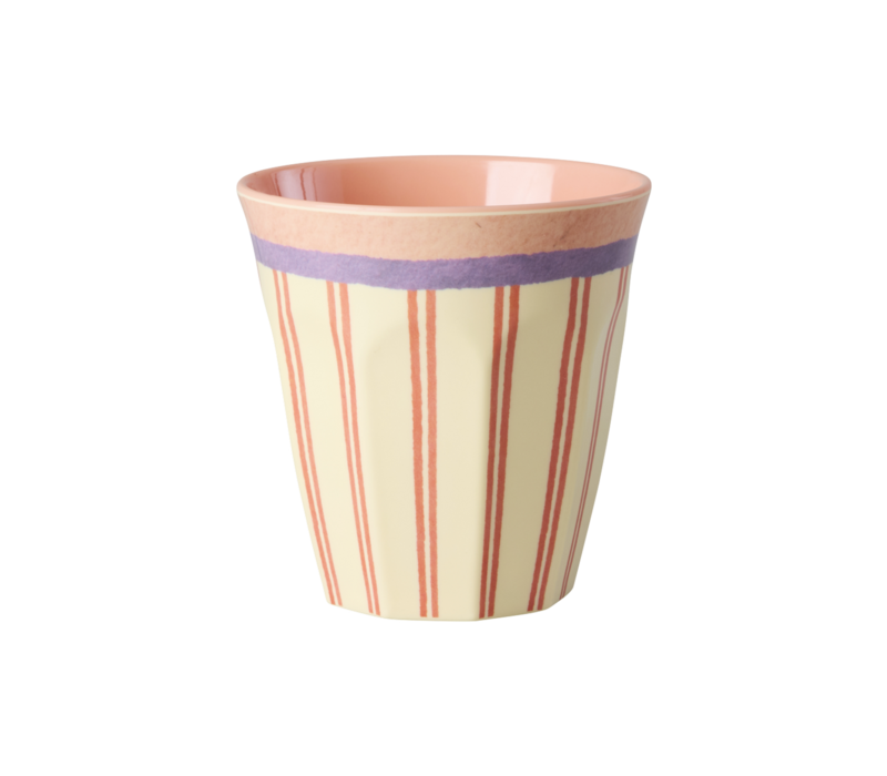 Rice Medium Melamine Cup - Crème - Stripey Love Print