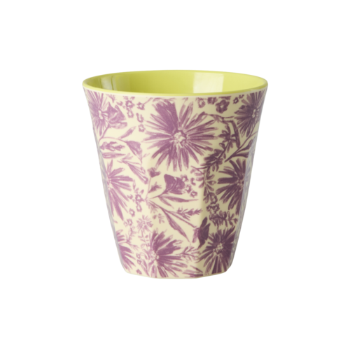 Rice Medium Melamine Cup - Paars - Flower Press Print 