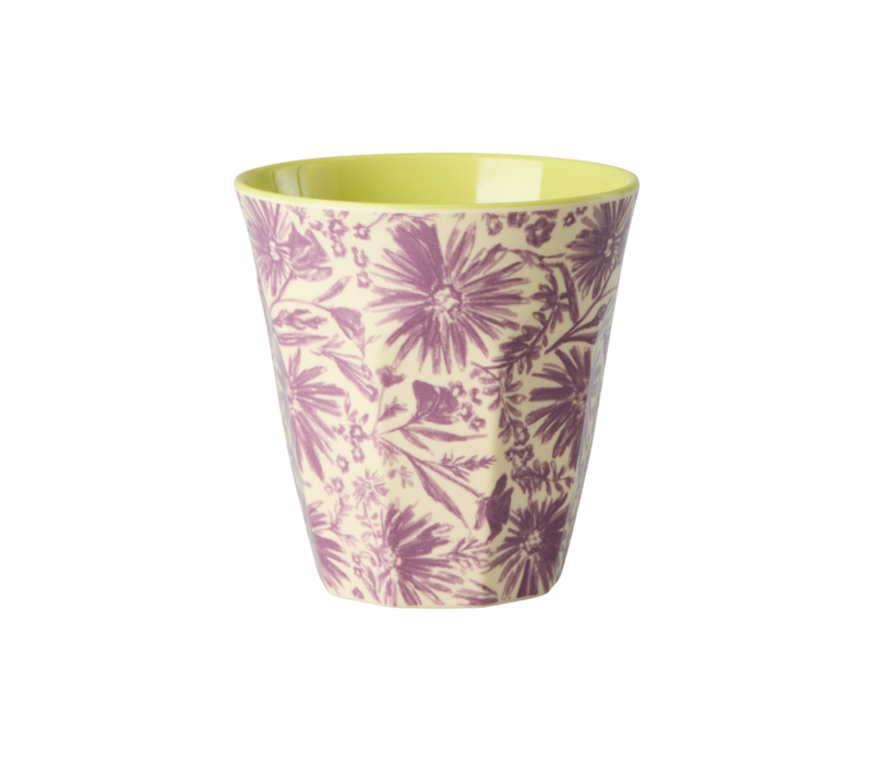 Rice Medium Melamine Cup - Paars - Flower Press Print